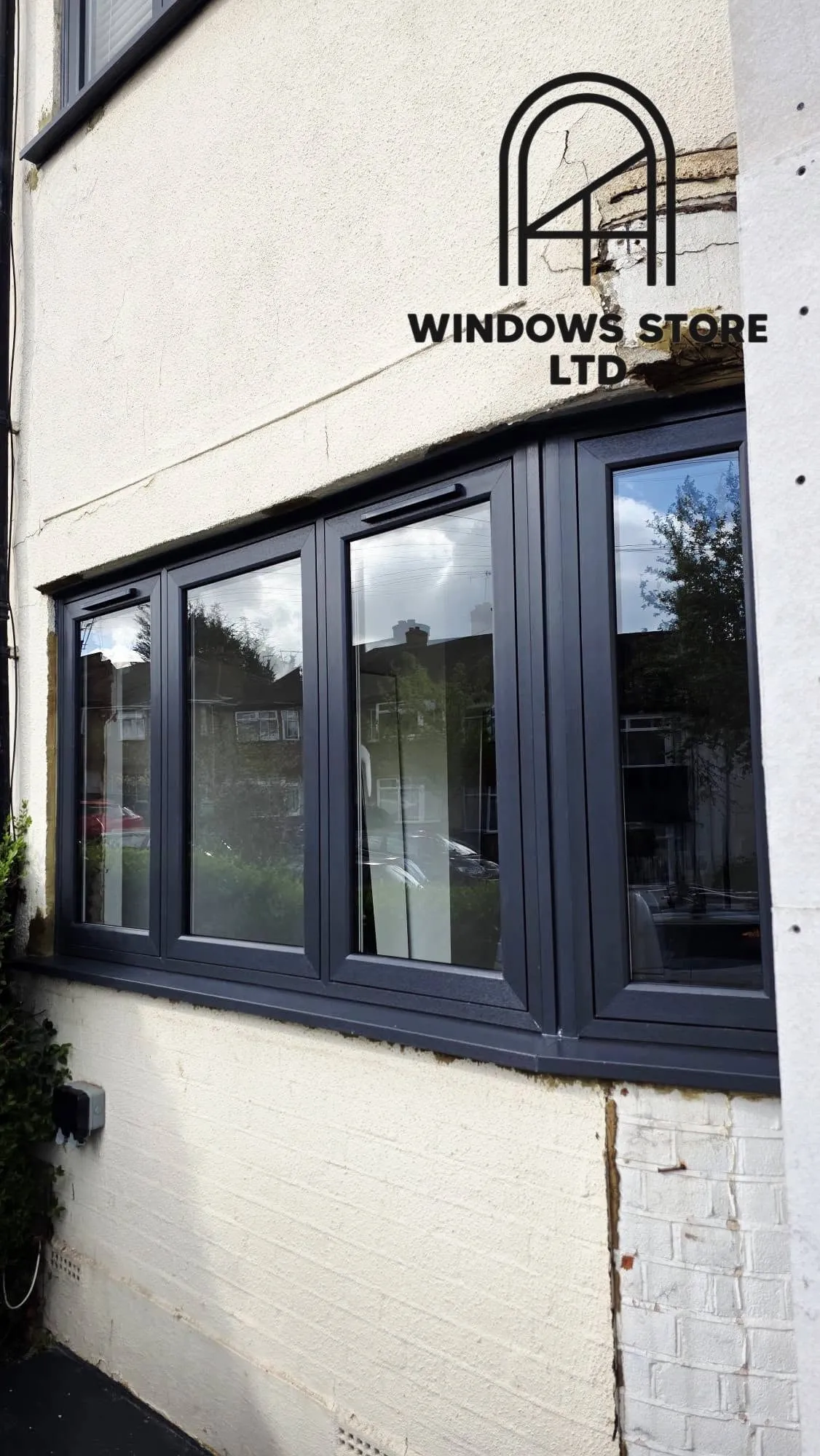 Black aluminium windows with slim sightlines on a rear elevation, London