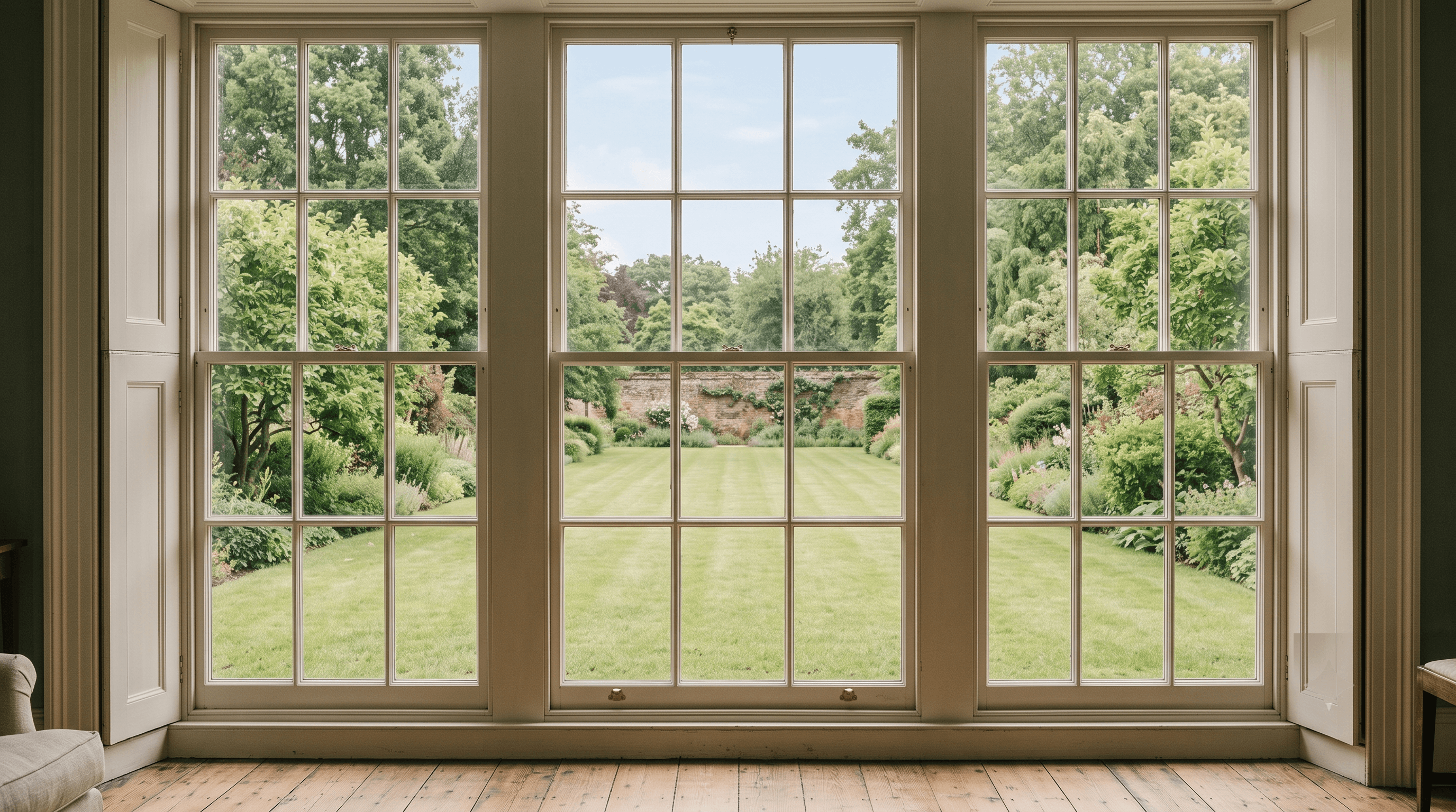 Georgian sash windows with true glazing bars in a London period home